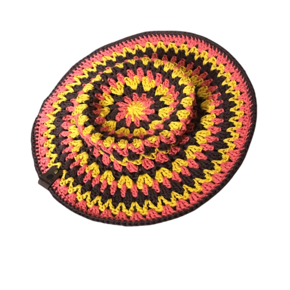 Crochet Bucket Hat | Fall Festival -Brown, Coral, Mustard - Picture 7 of 15